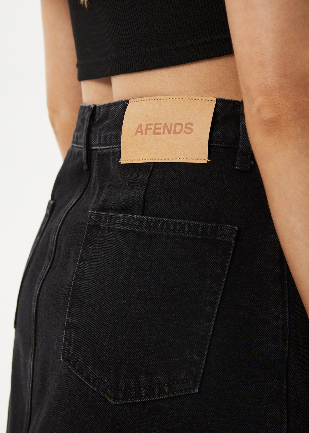 AFENDS Womens Georgia - Denim Skirt - WASHED BLACK - Sustainable Clothing - Streetwear