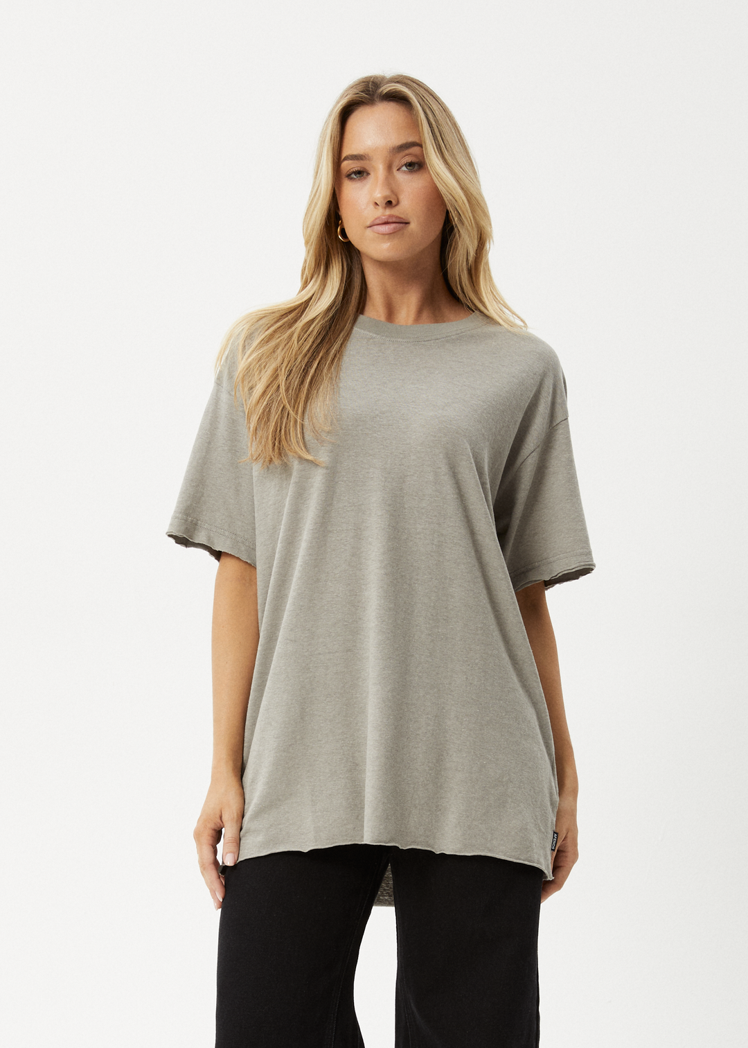 AFENDS Womens Slay - Oversized Tee - Olive - Sustainable Clothing - Streetwear