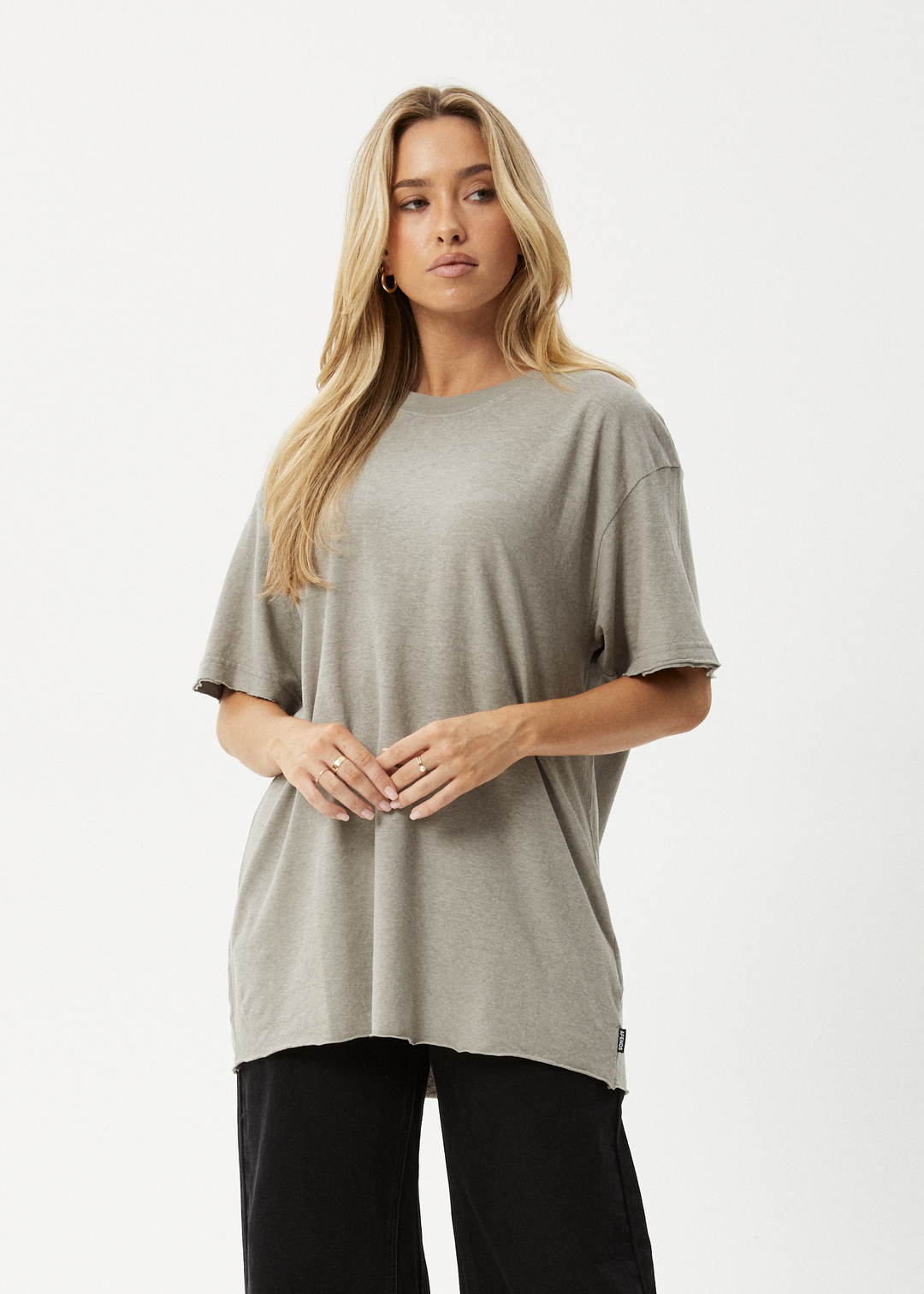 AFENDS Womens Slay - Oversized Tee - Olive - Sustainable Clothing - Streetwear