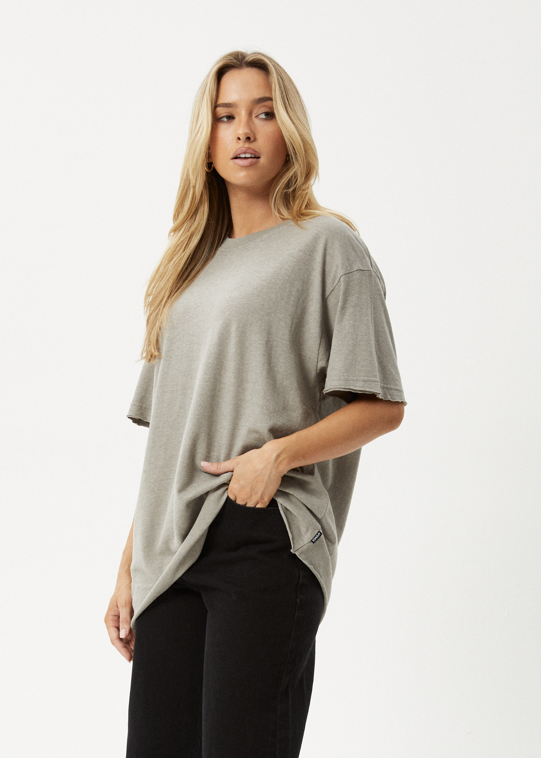 AFENDS Womens Slay - Oversized Tee - Olive - Sustainable Clothing - Streetwear