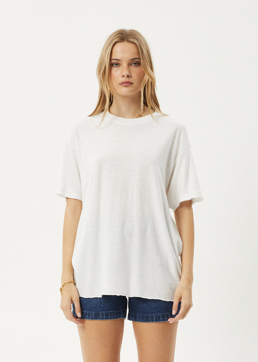 AFENDS Womens Slay - Oversized Tee - White - Sustainable Clothing - Streetwear