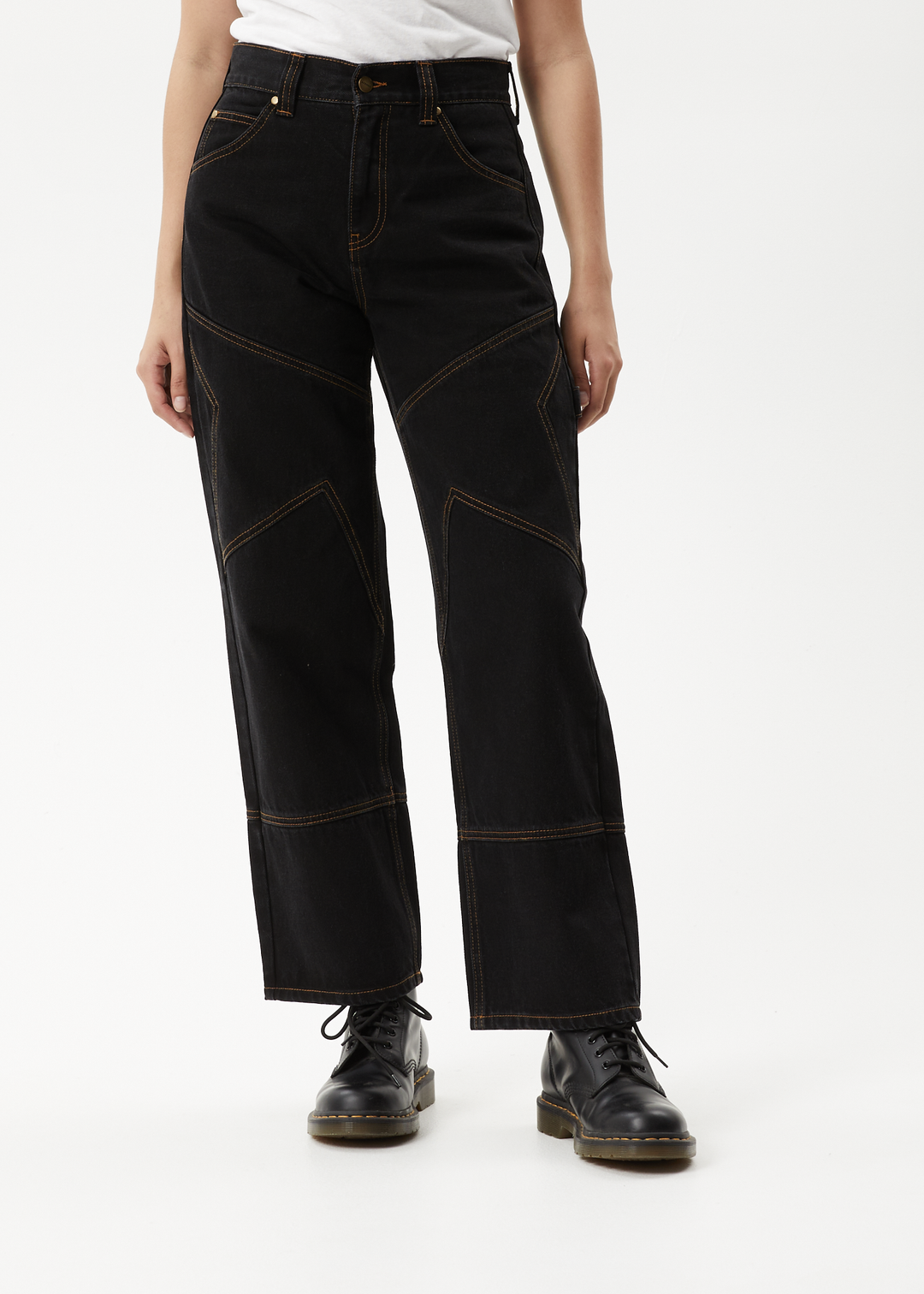 AFENDS Womens Estrella - Organic Denim Wide Leg Jean - Black - Sustainable Clothing - Streetwear