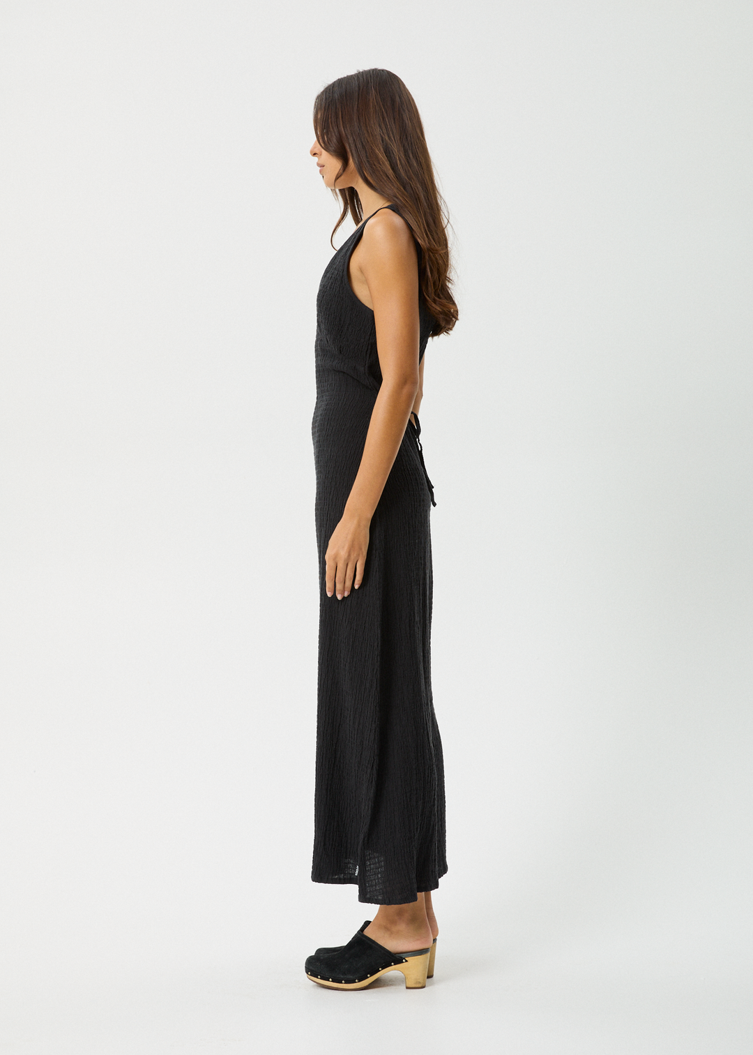 AFENDS Womens Focus - Seersucker Maxi Dress - Black - Sustainable Clothing - Streetwear