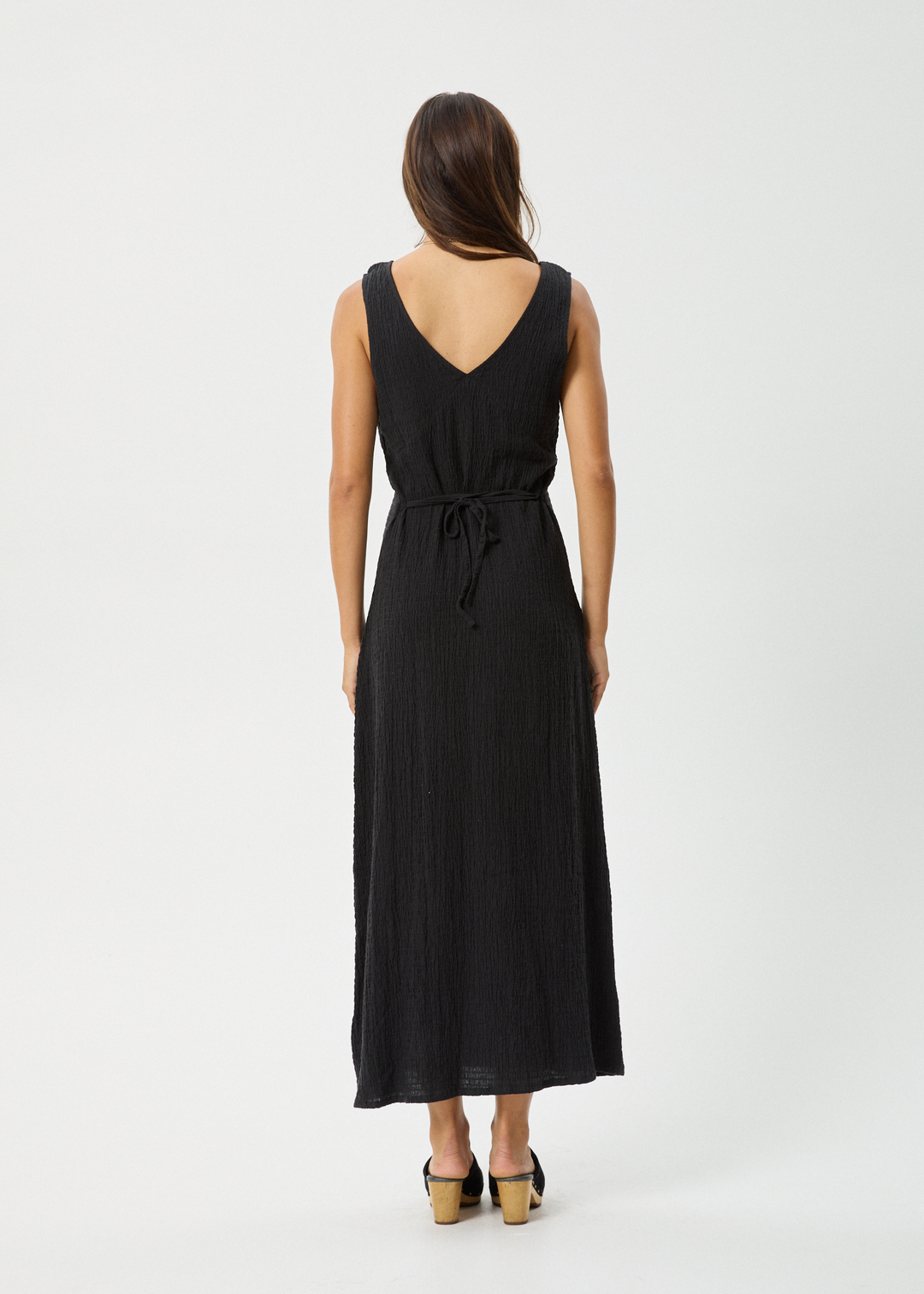 AFENDS Womens Focus - Seersucker Maxi Dress - Black - Sustainable Clothing - Streetwear