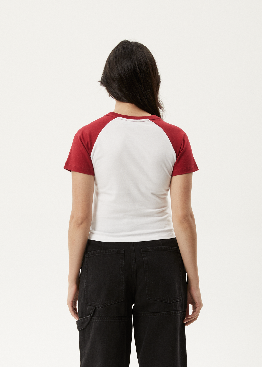 AFENDS Womens Homely Raglan - Baby T-Shirt - Cherry - Sustainable Clothing - Streetwear