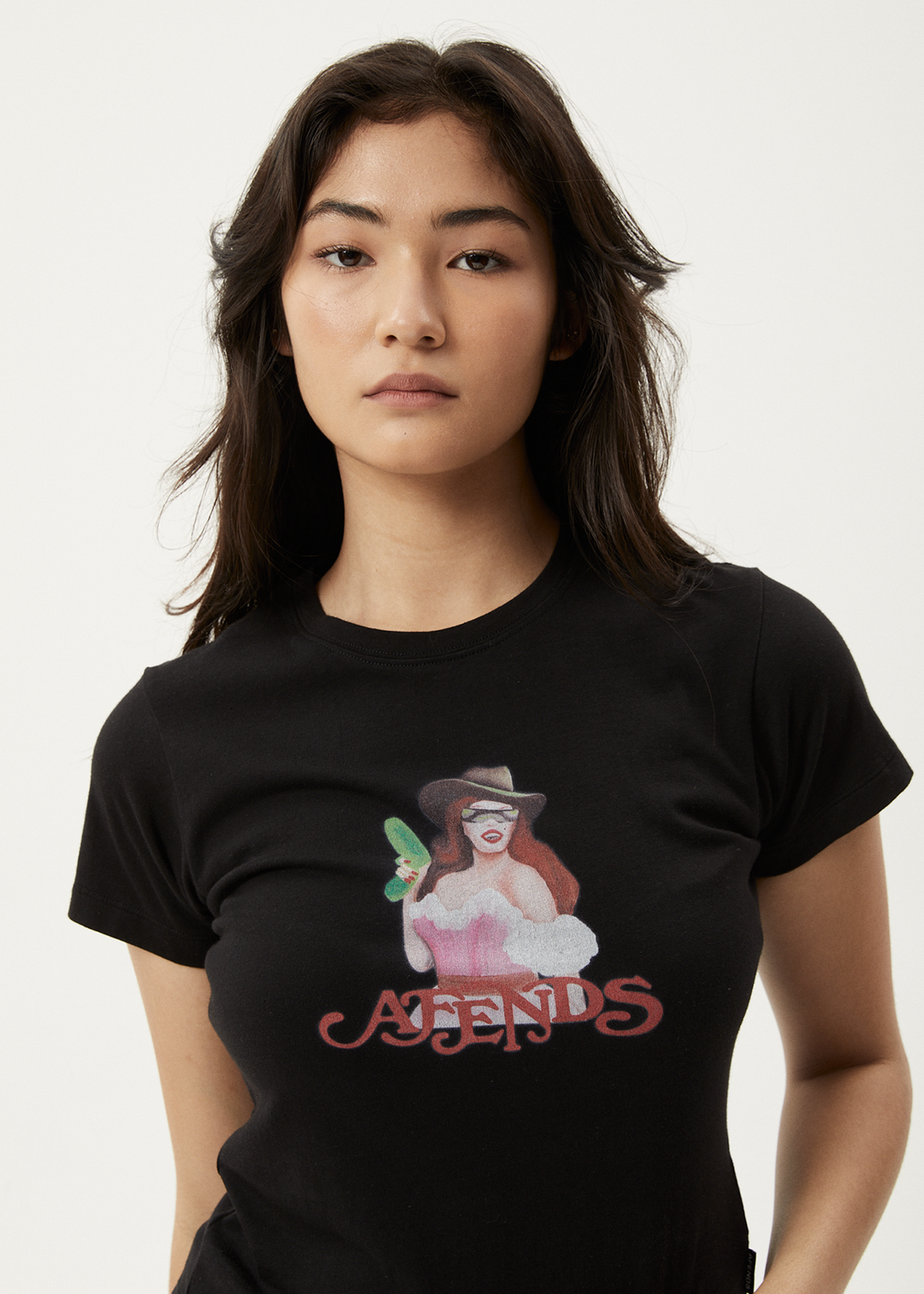 AFENDS Womens Worlds Above - Baby T-Shirt - Black - Sustainable Clothing - Streetwear