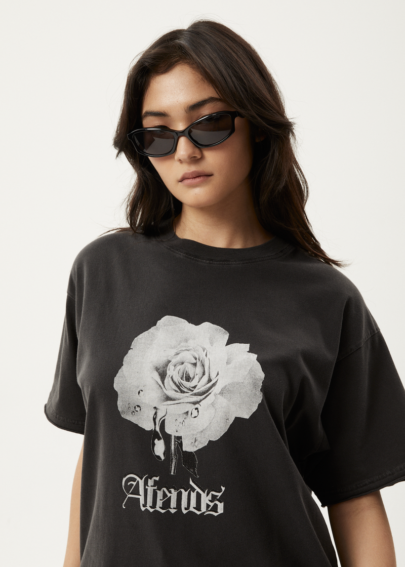 AFENDS Womens Sweet Juliet - Oversized T-Shirt - Stone Black