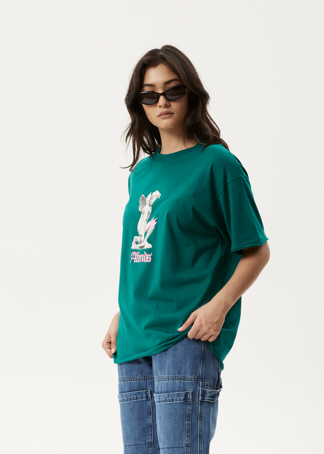 AFENDS Womens Fight Or Flight - Oversized T-Shirt - Pine - Sustainable Clothing - Streetwear