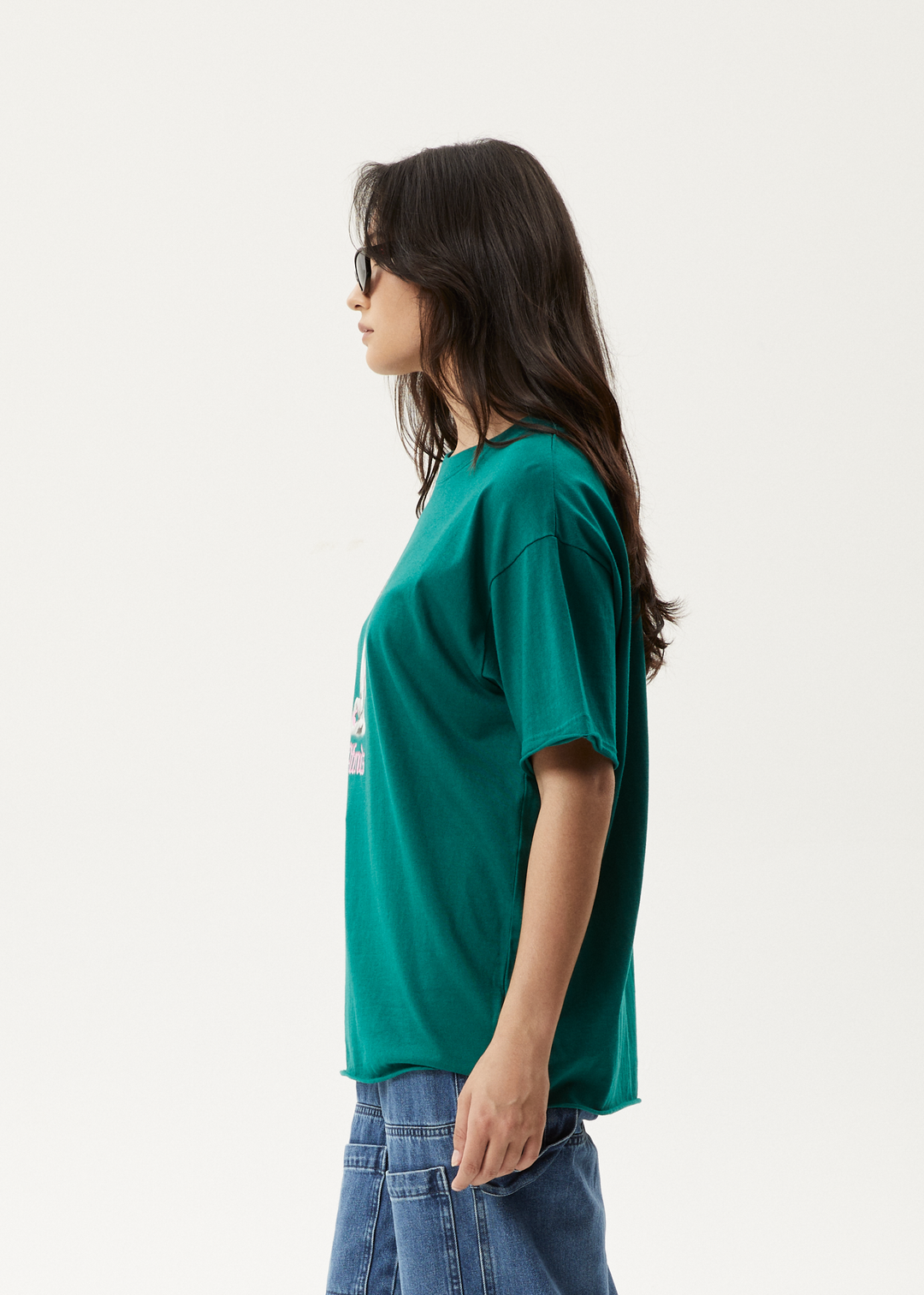 AFENDS Womens Fight Or Flight - Oversized T-Shirt - Pine - Sustainable Clothing - Streetwear