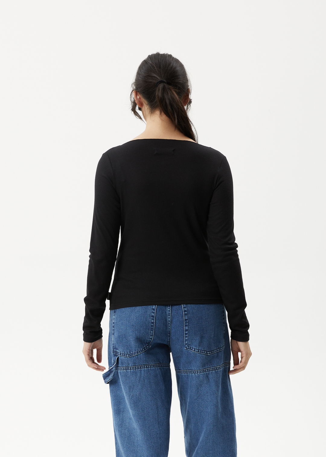 AFENDS Womens Mirage Bamboo - Sheer Long Sleeve Top - Black - Sustainable Clothing - Streetwear