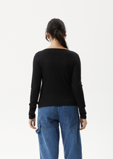 AFENDS Womens Mirage Bamboo - Sheer Long Sleeve Top - Black - Afends womens mirage bamboo   sheer long sleeve top   black   sustainable clothing   streetwear