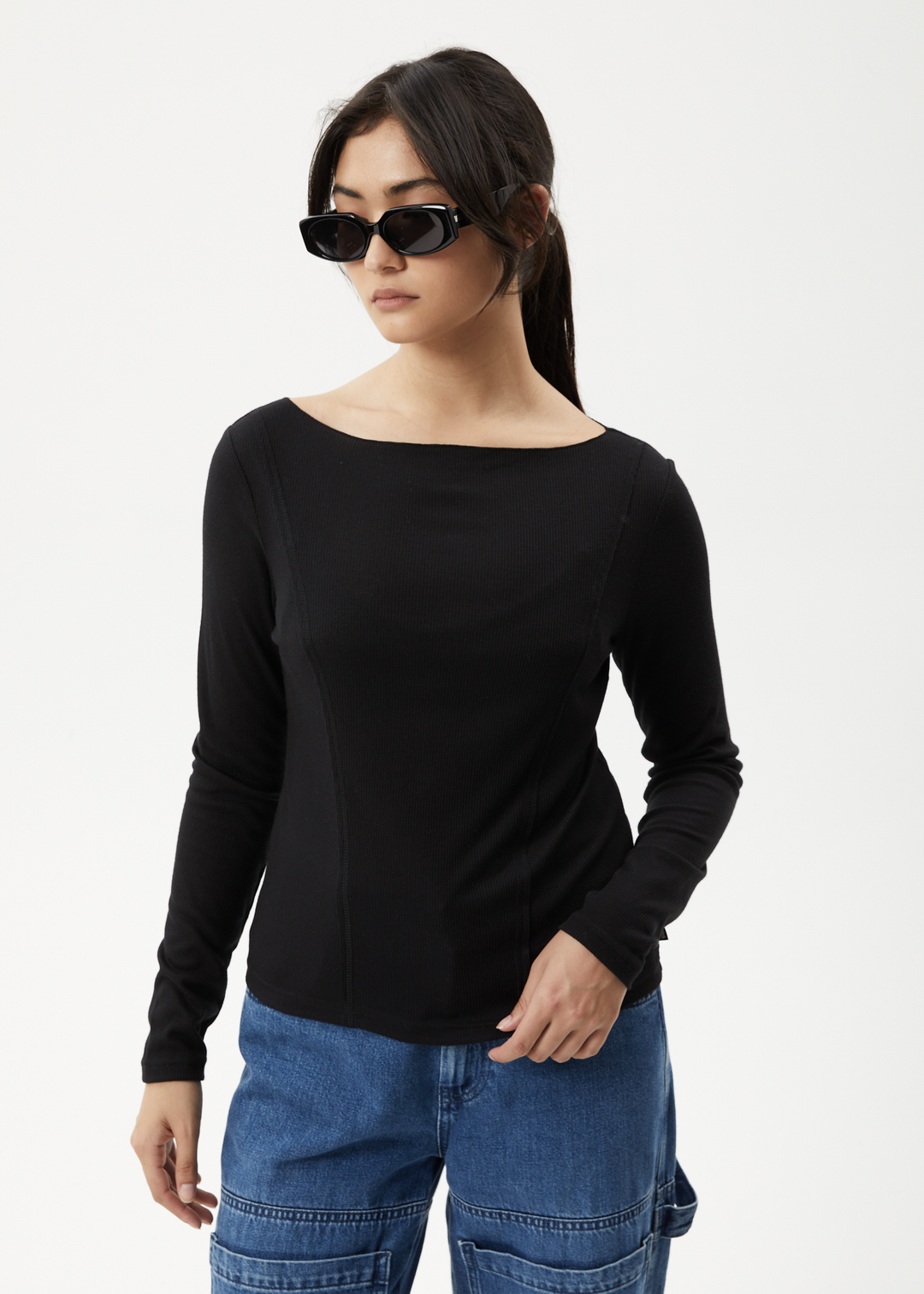 AFENDS Womens Mirage Bamboo - Sheer Long Sleeve Top - Black - Sustainable Clothing - Streetwear