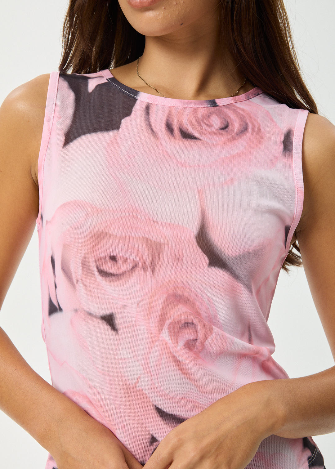 AFENDS Womens Marinette - Sheer Sleeveless Top - Rose - Sustainable Clothing - Streetwear