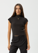 AFENDS Womens Focus - Seersucker Top - Black - Afends womens focus   seersucker top   black