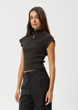 AFENDS Womens Focus - Seersucker Top - Black - Afends womens focus   seersucker top   black