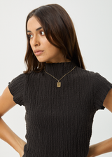 AFENDS Womens Focus - Seersucker Top - Black - Afends womens focus   seersucker top   black