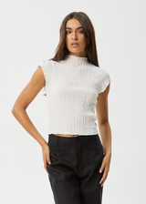 AFENDS Womens Focus - Seersucker Top - White - Afends womens focus   seersucker top   white