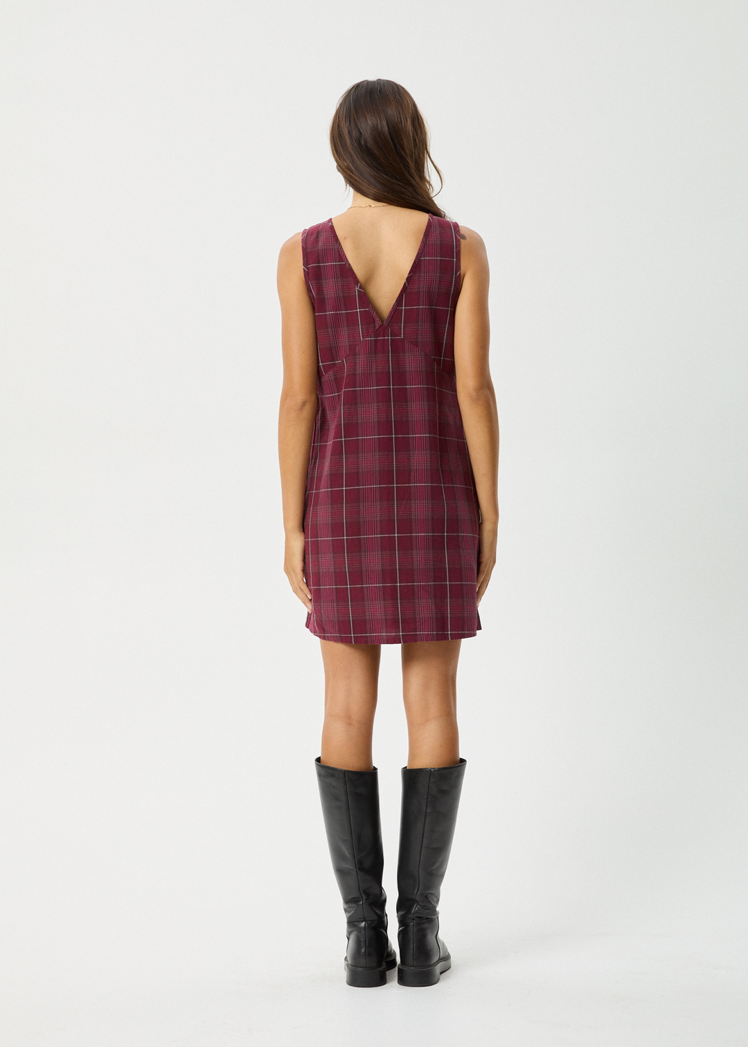 AFENDS Womens Eboni - Check Dress - Port - Sustainable Clothing - Streetwear