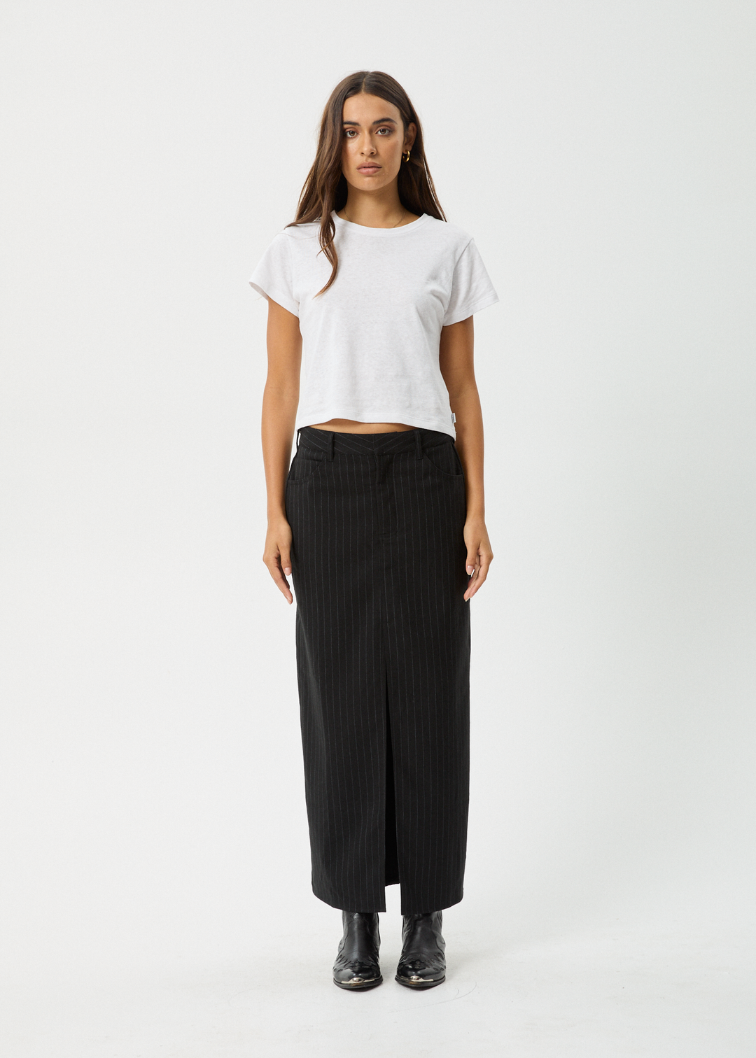 AFENDS Womens Business - Split Maxi Skirt - Black - Sustainable Clothing - Streetwear