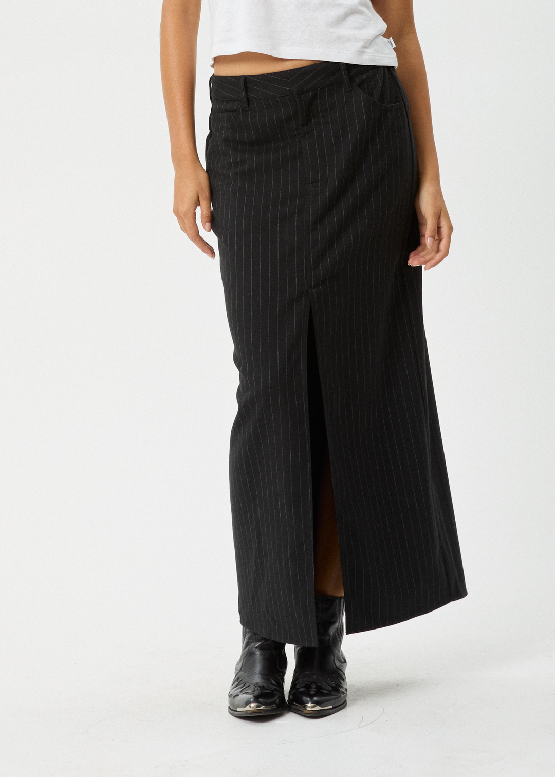 AFENDS Womens Business - Split Maxi Skirt - Black - Sustainable Clothing - Streetwear