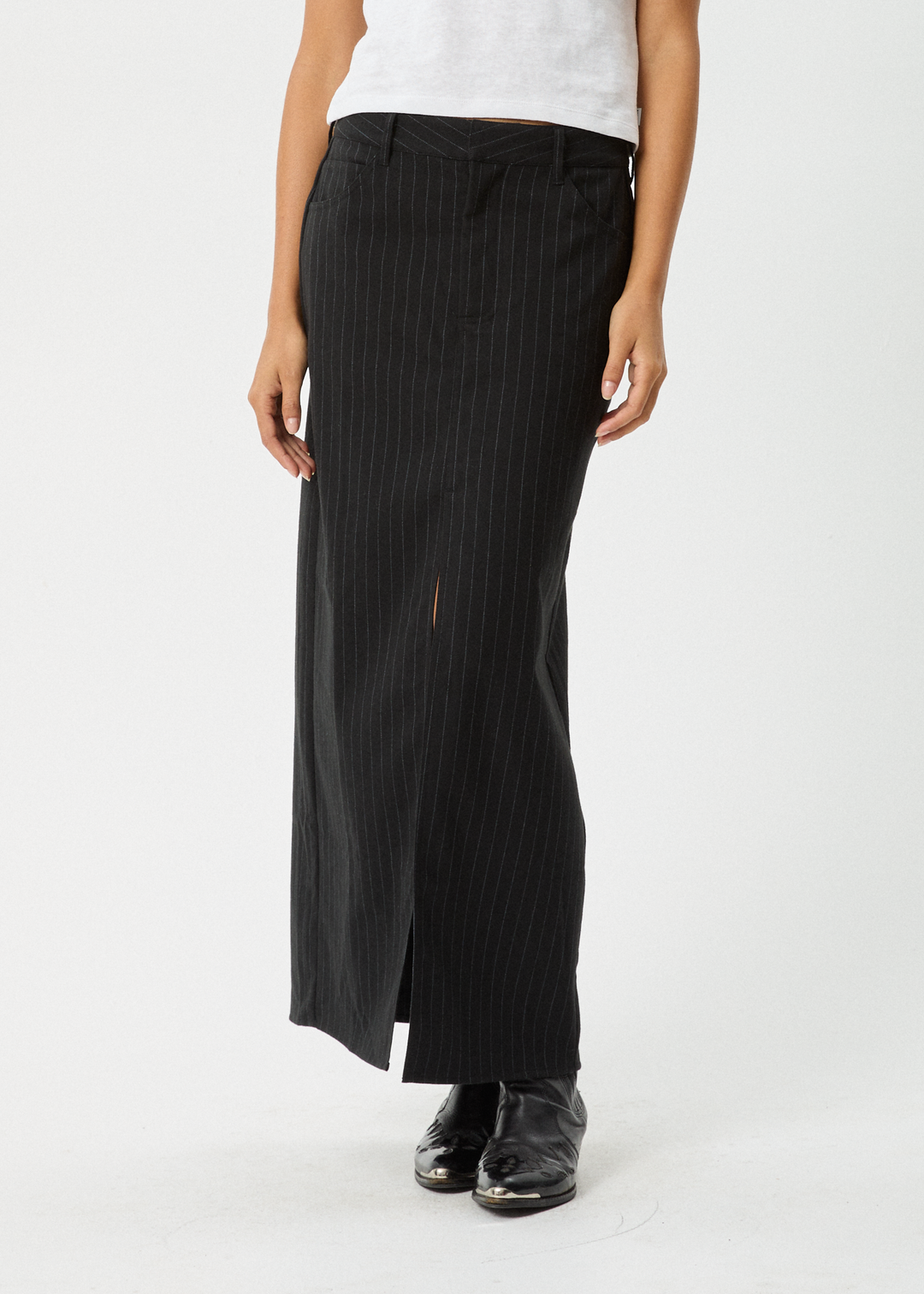 AFENDS Womens Business - Split Maxi Skirt - Black - Sustainable Clothing - Streetwear