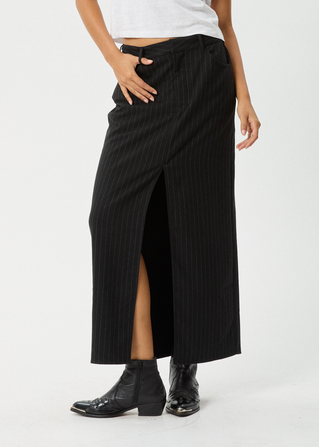 AFENDS Womens Business - Split Maxi Skirt - Black - Sustainable Clothing - Streetwear