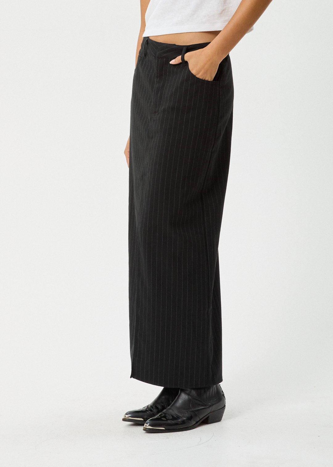 AFENDS Womens Business - Split Maxi Skirt - Black - Sustainable Clothing - Streetwear