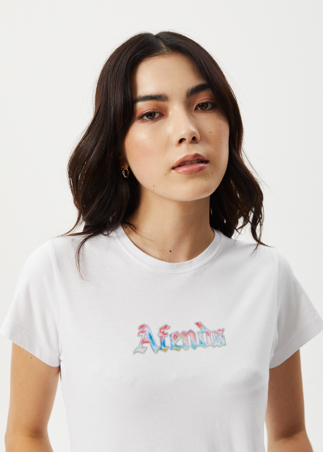 AFENDS Womens Nirvana - Baby Tee - White - Sustainable Clothing - Streetwear