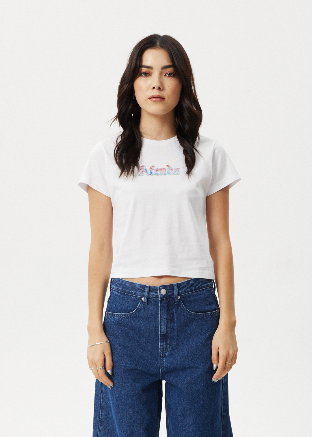 AFENDS Womens Nirvana - Baby Tee - White - Sustainable Clothing - Streetwear