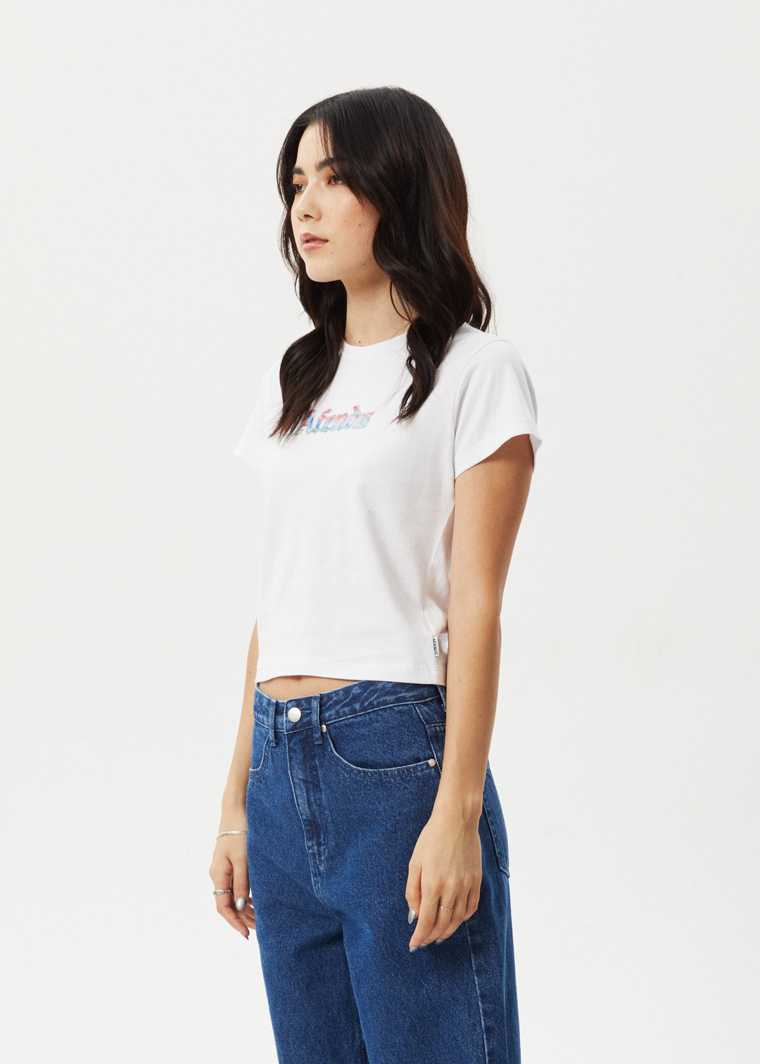 AFENDS Womens Nirvana - Baby Tee - White - Sustainable Clothing - Streetwear