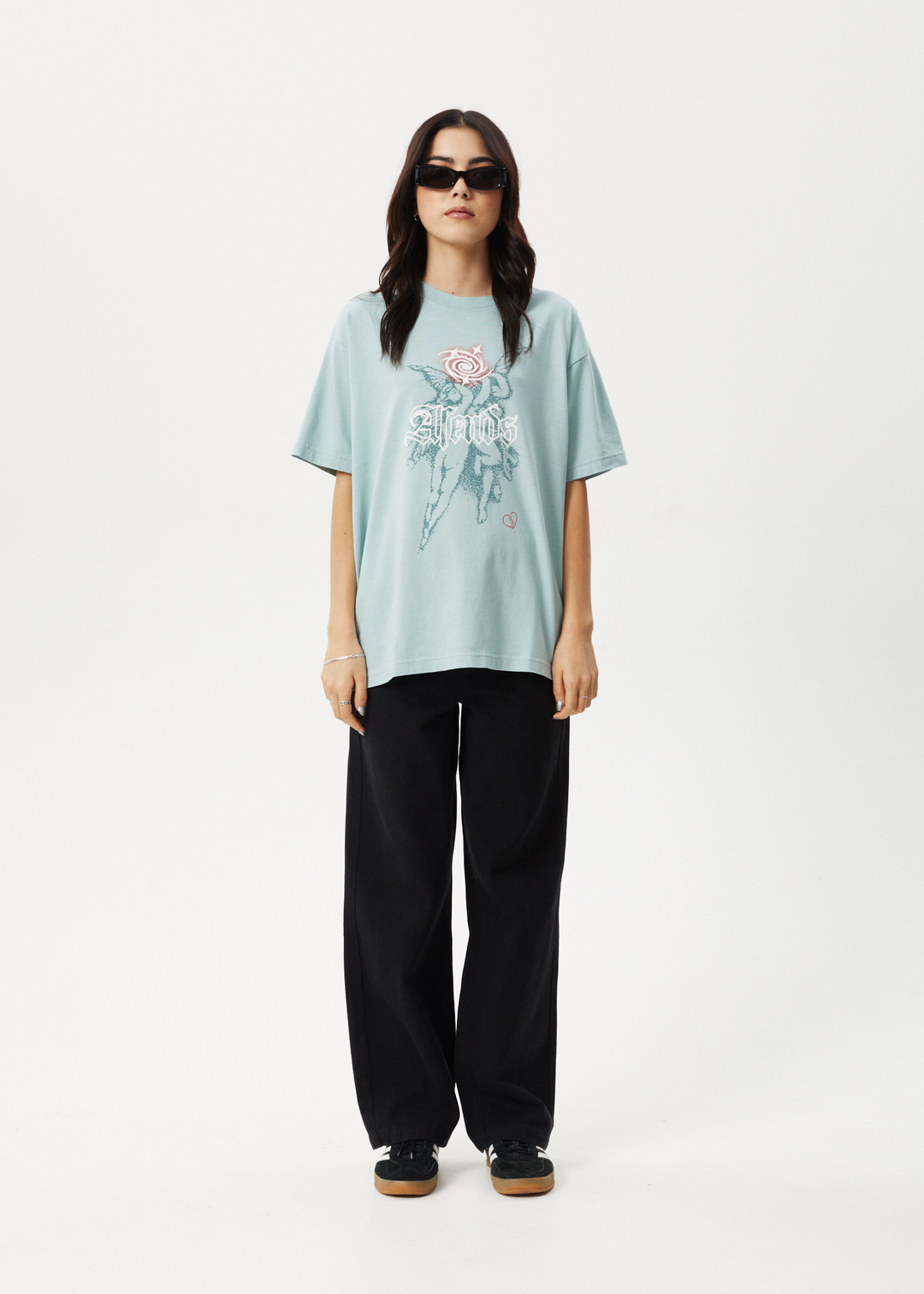 AFENDS Womens Sacred - Oversized Tee - Ether Blue - Sustainable Clothing - Streetwear