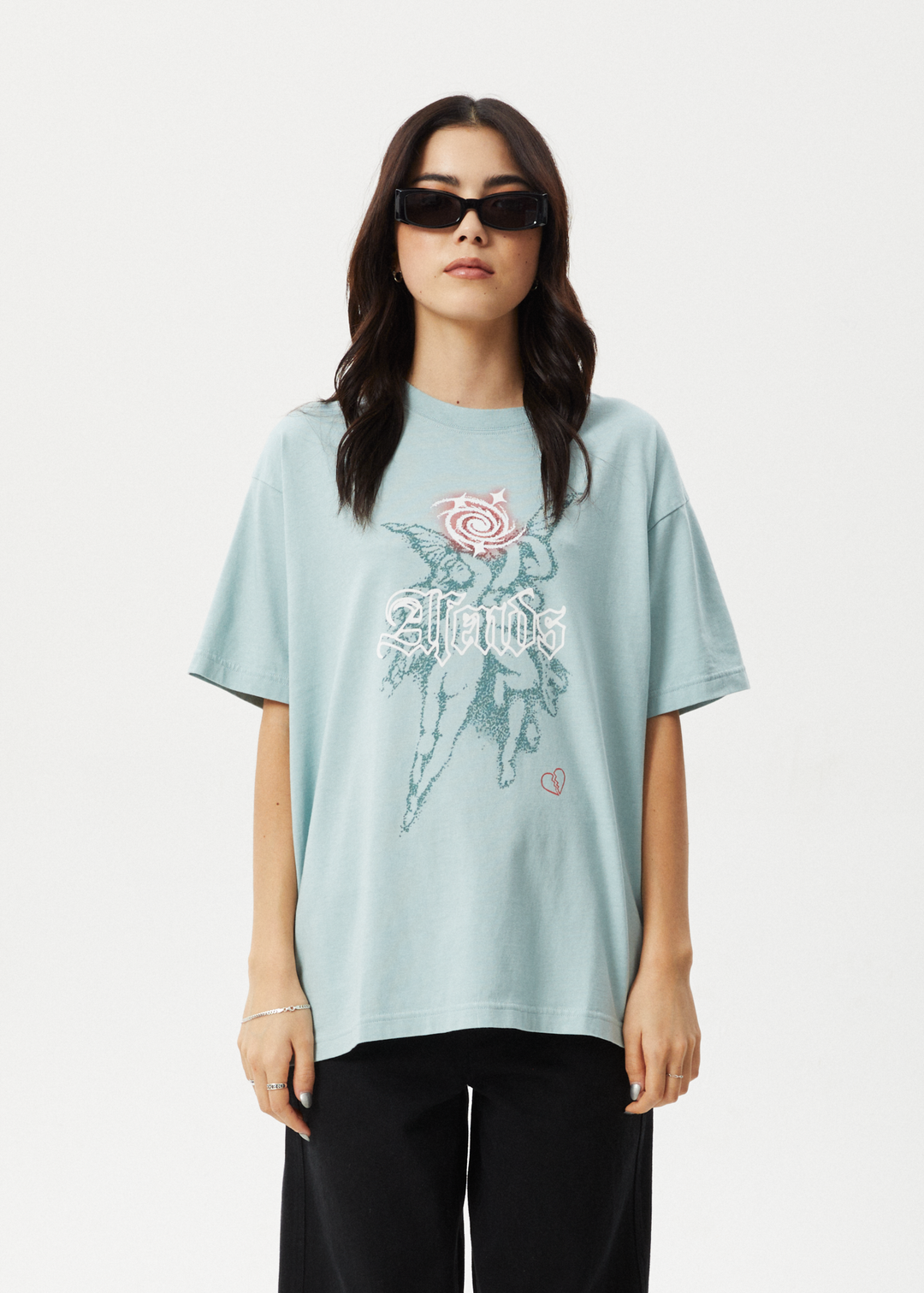 AFENDS Womens Sacred - Oversized Tee - Ether Blue - Sustainable Clothing - Streetwear