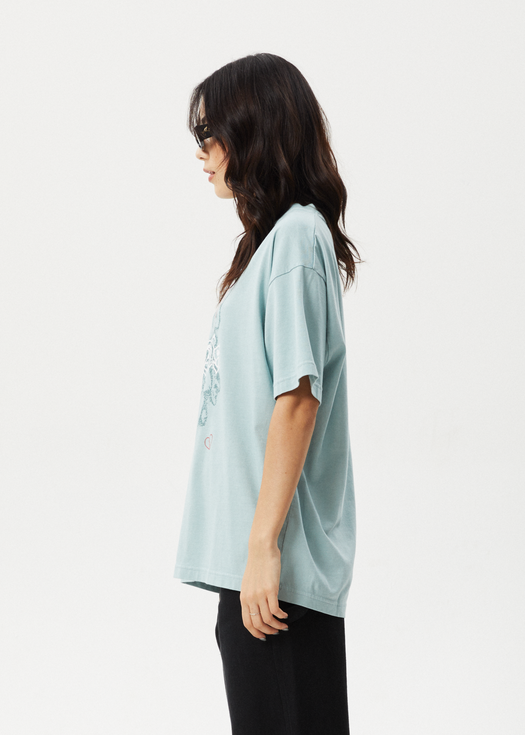 AFENDS Womens Sacred - Oversized Tee - Ether Blue - Sustainable Clothing - Streetwear