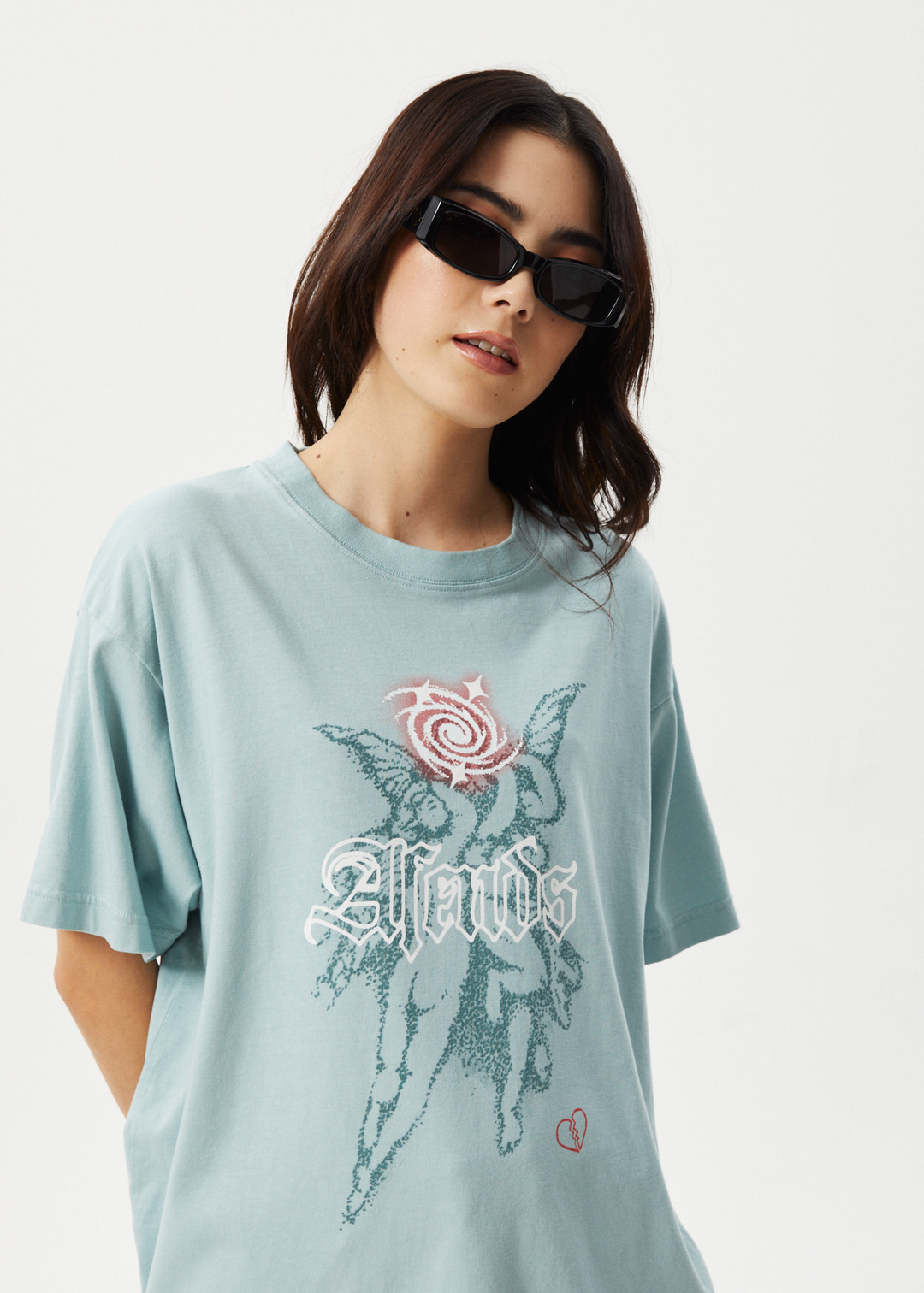 AFENDS Womens Sacred - Oversized Tee - Ether Blue - Sustainable Clothing - Streetwear