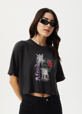 AFENDS Womens Nirvana Cropped - Oversized Tee - Stone Black - Afends womens nirvana cropped   oversized tee   stone black   sustainable clothing   streetwear