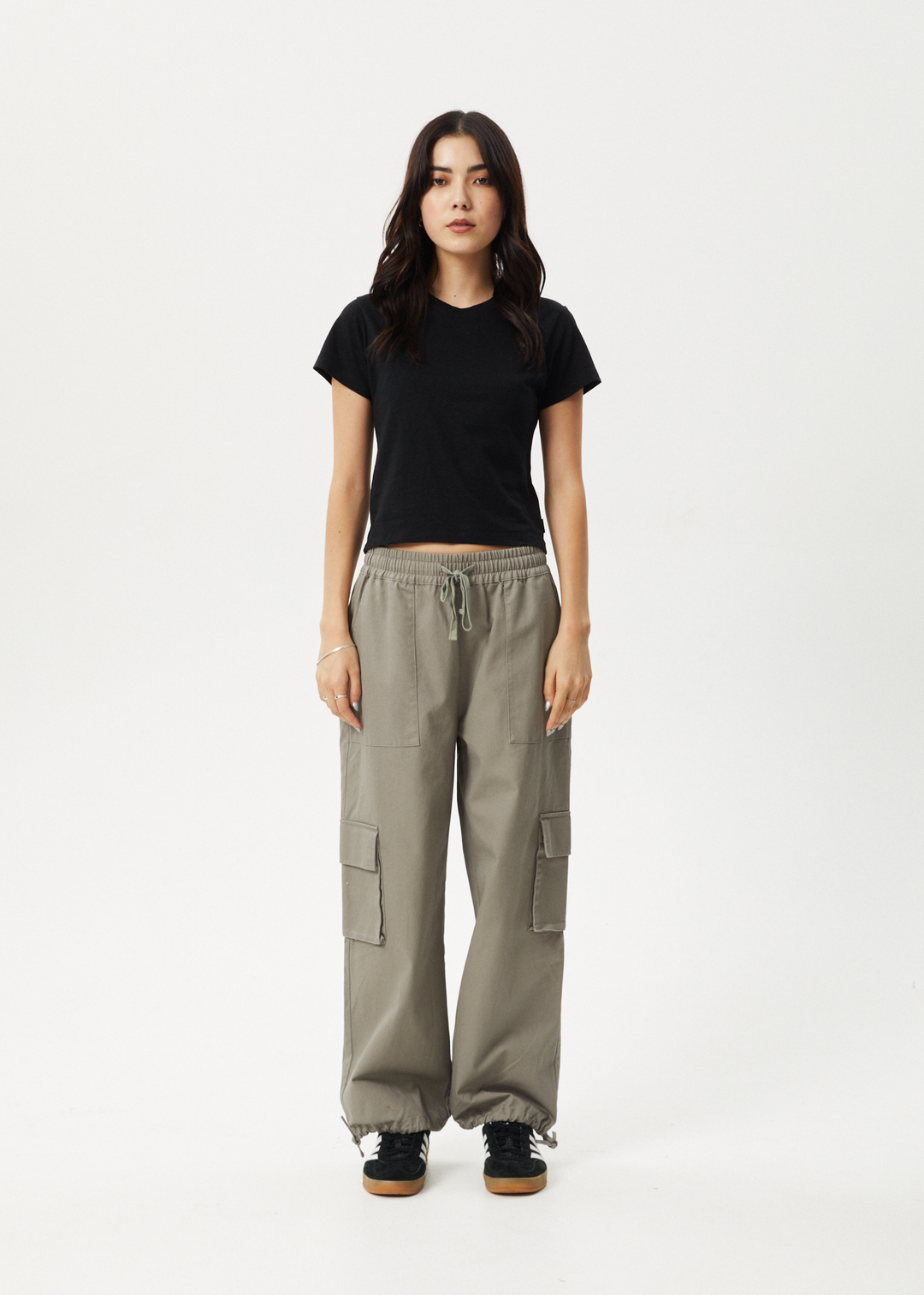 AFENDS Womens Tasman - Cargo Pants - Grey Olive - Sustainable Clothing - Streetwear