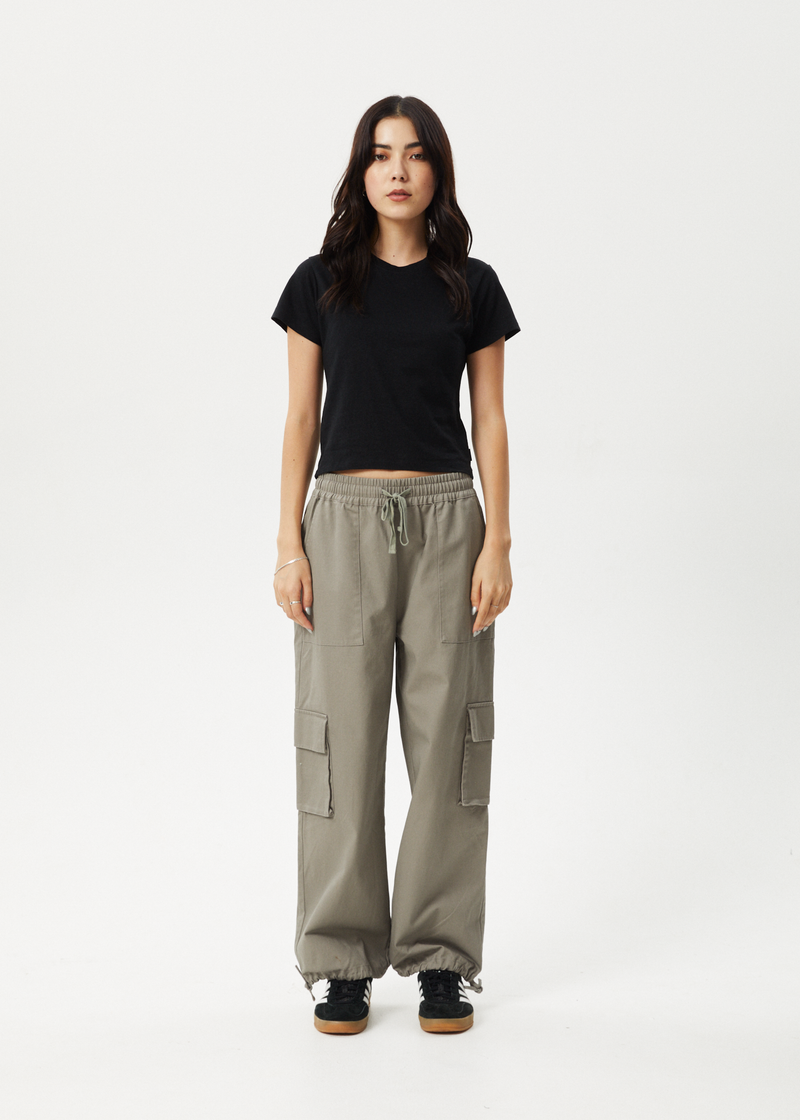 AFENDS Womens Tasman - Cargo Pants - Grey Olive