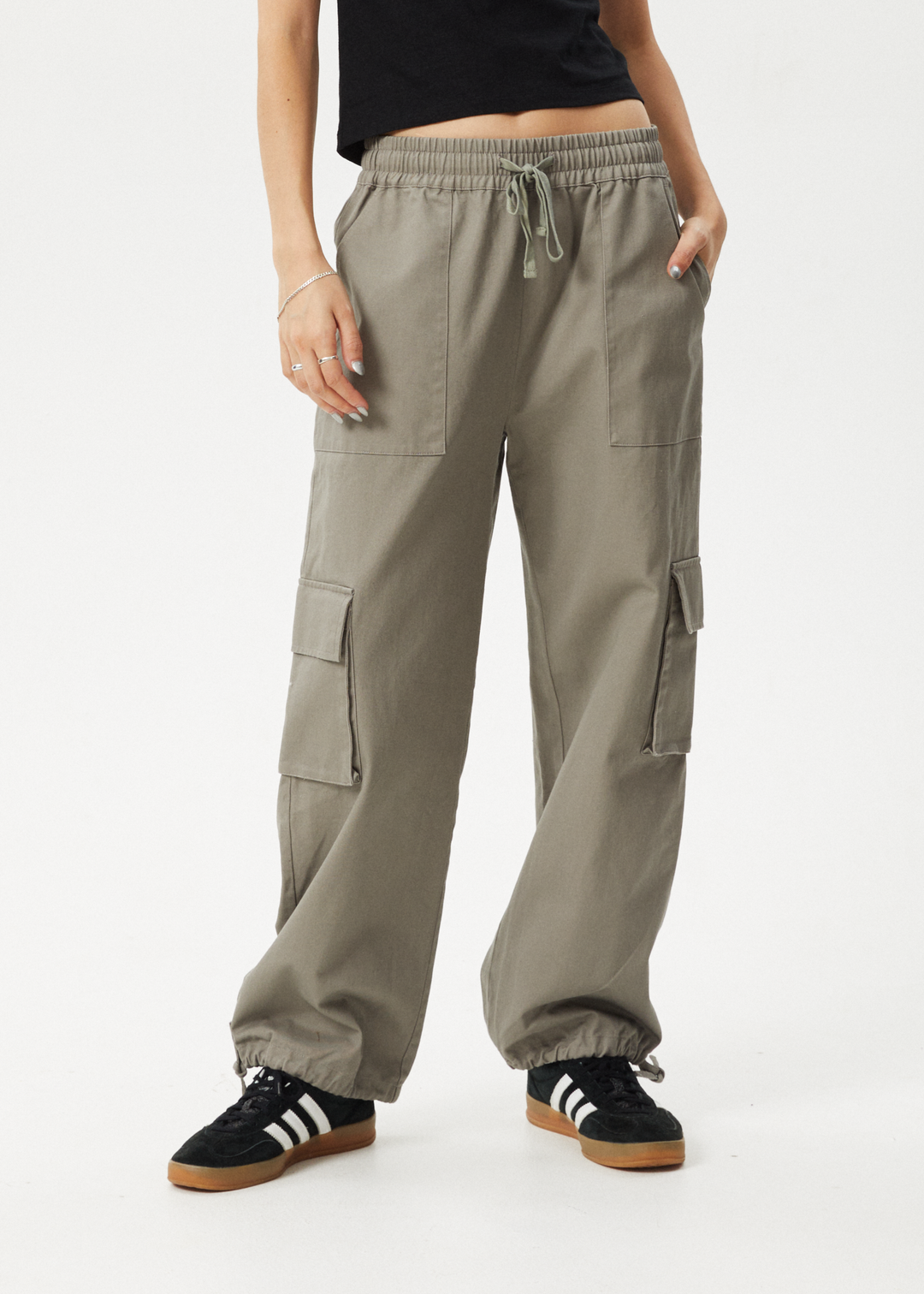 AFENDS Womens Tasman - Cargo Pants - Grey Olive - Sustainable Clothing - Streetwear