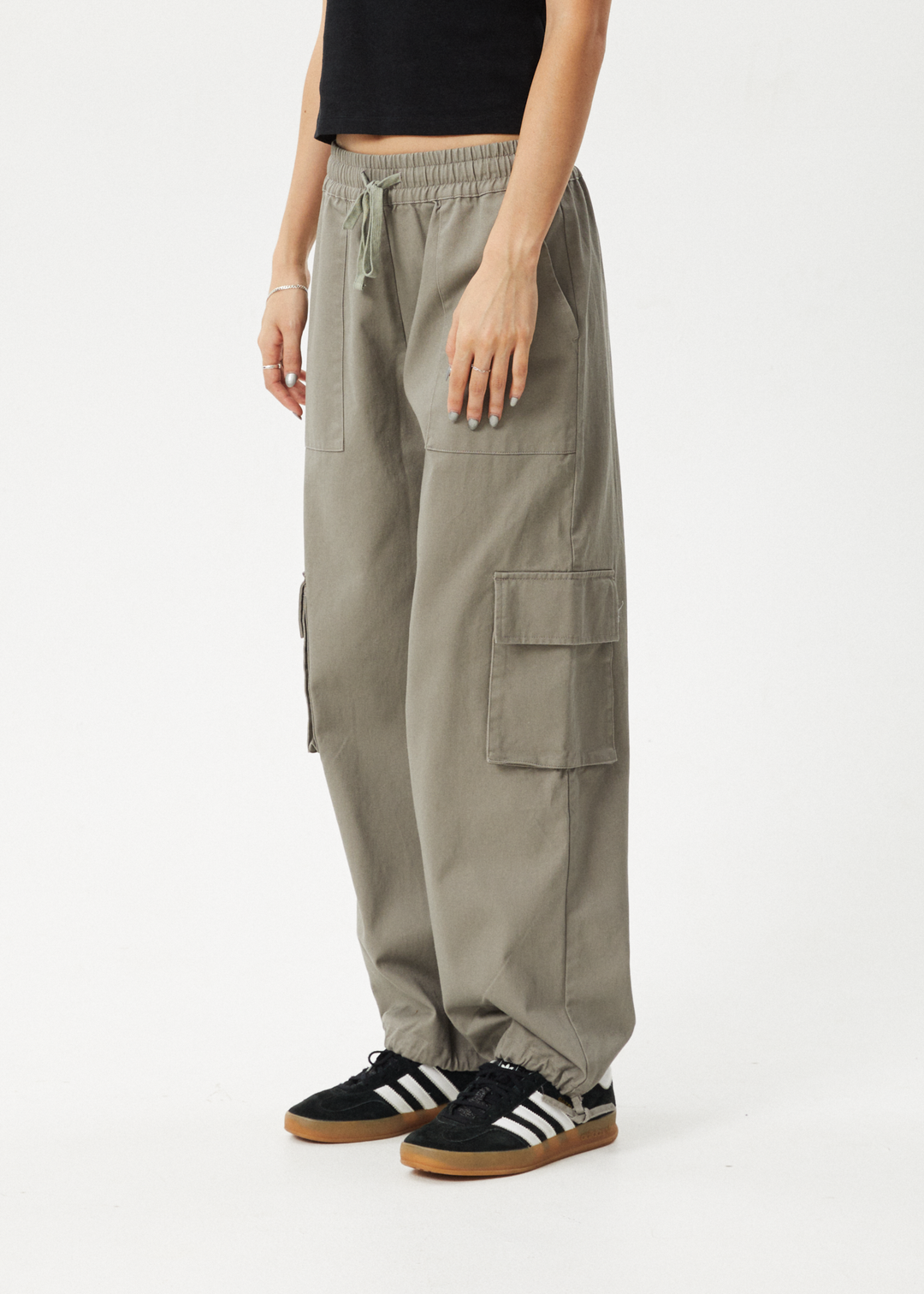 AFENDS Womens Tasman - Cargo Pants - Grey Olive - Sustainable Clothing - Streetwear