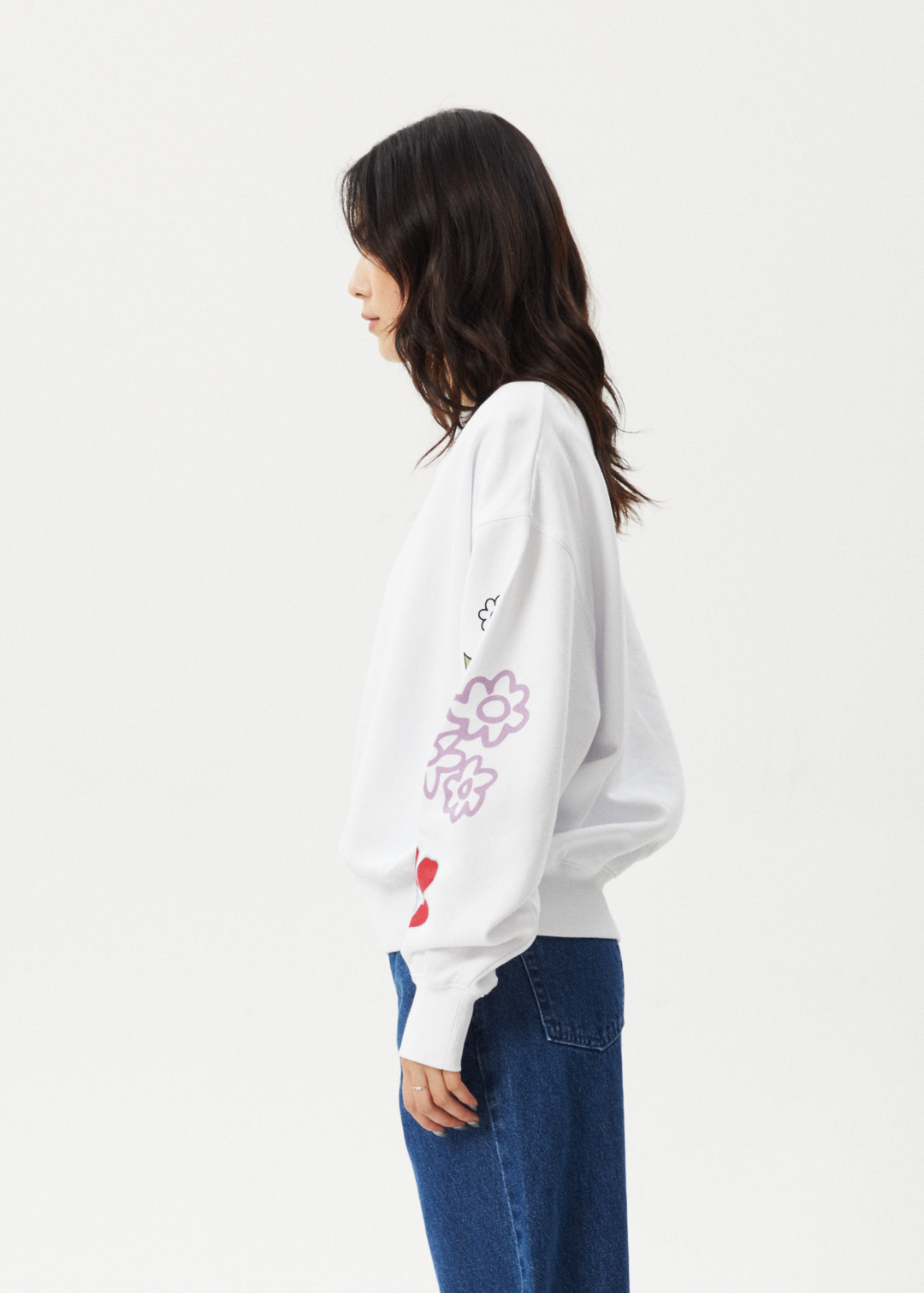 AFENDS Womens Flourish - Crew Neck - White - Sustainable Clothing - Streetwear