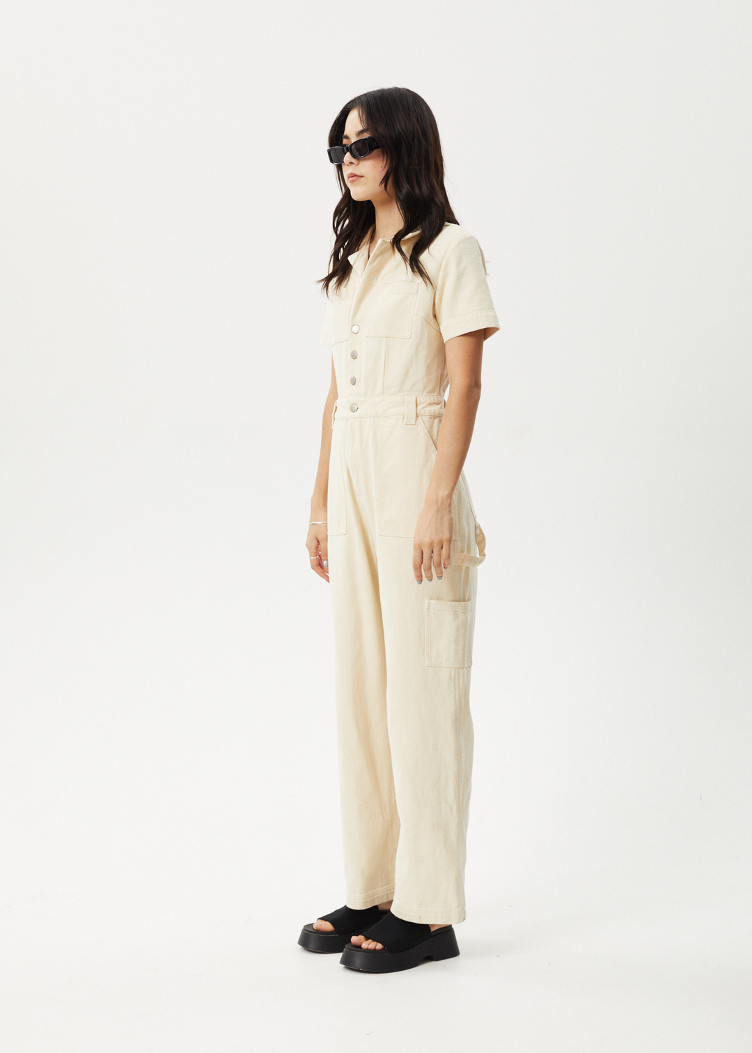 AFENDS Womens Mika - Carpenter Jumpsuit - Sand - Sustainable Clothing - Streetwear