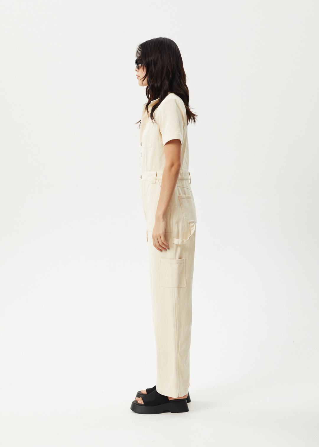 AFENDS Womens Mika - Carpenter Jumpsuit - Sand - Sustainable Clothing - Streetwear