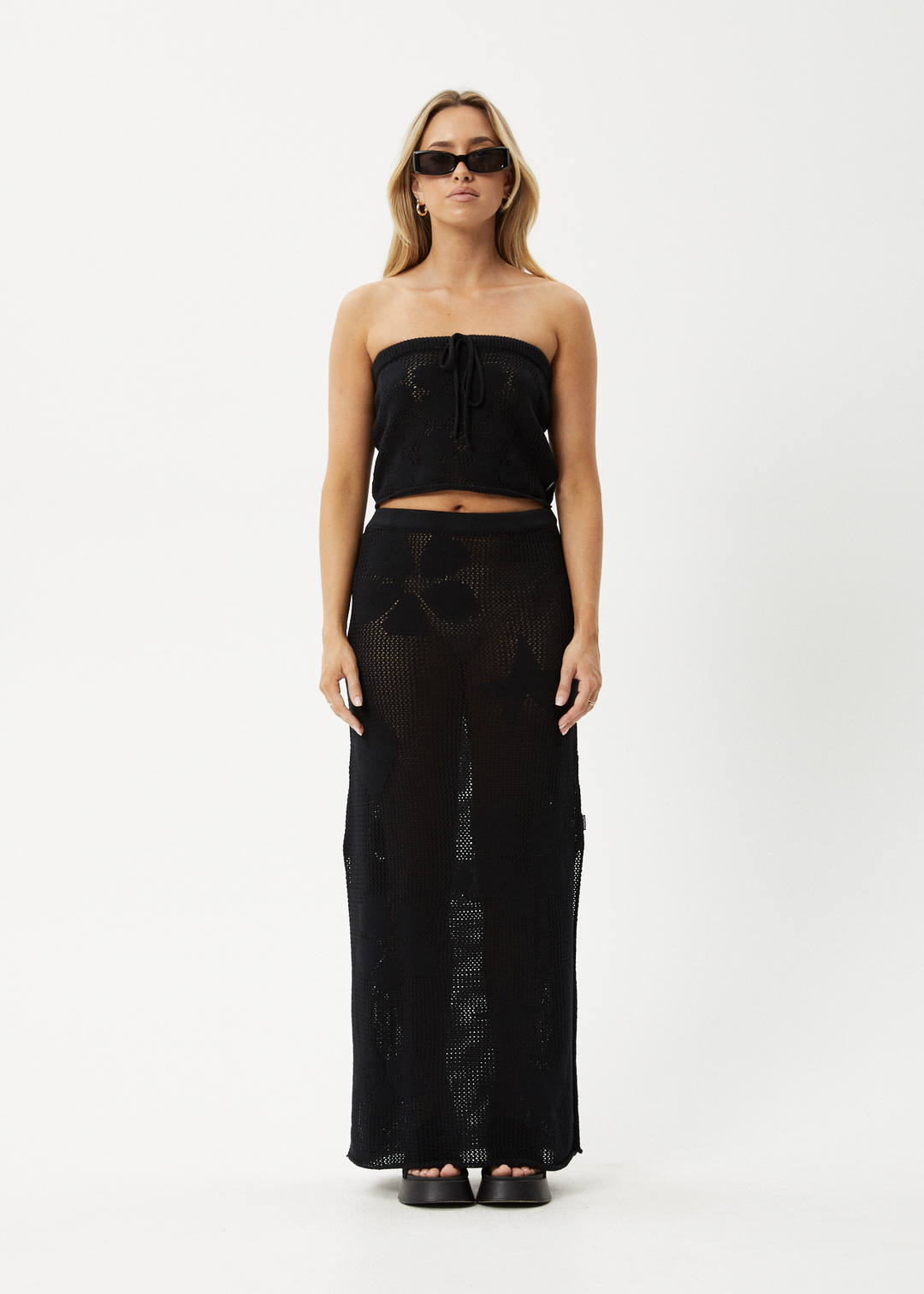 AFENDS Womens Riley - Knit Maxi Skirt - Black - Sustainable Clothing - Streetwear