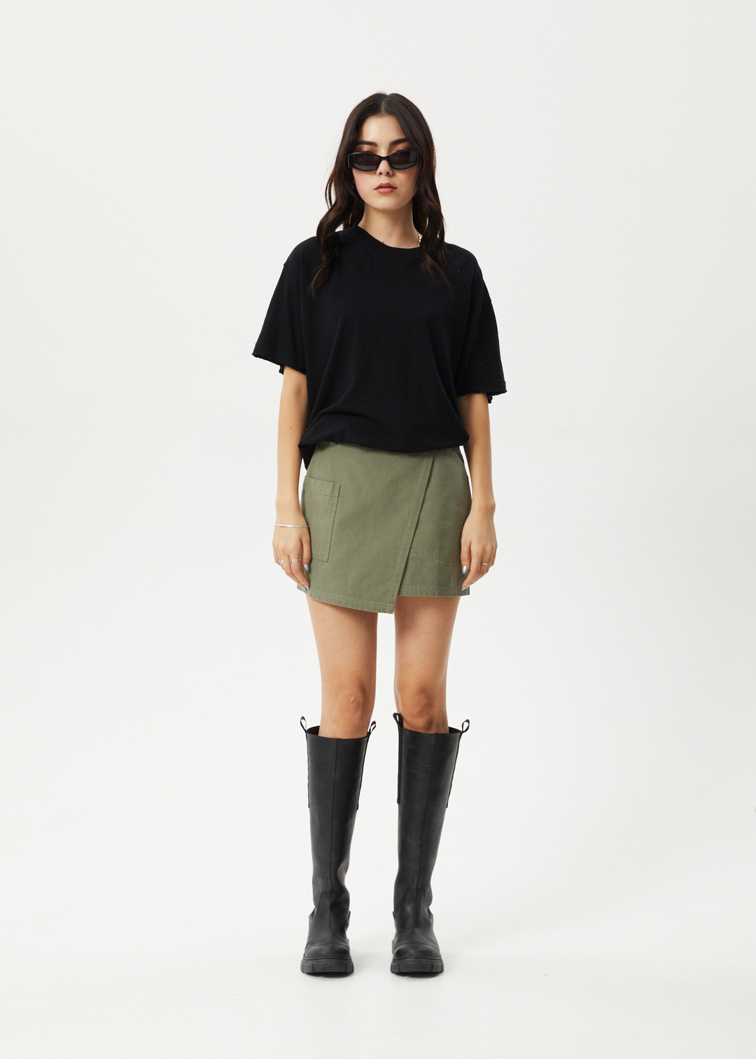 AFENDS Womens Fraser - Utility Mini Skirt - Olive - Sustainable Clothing - Streetwear