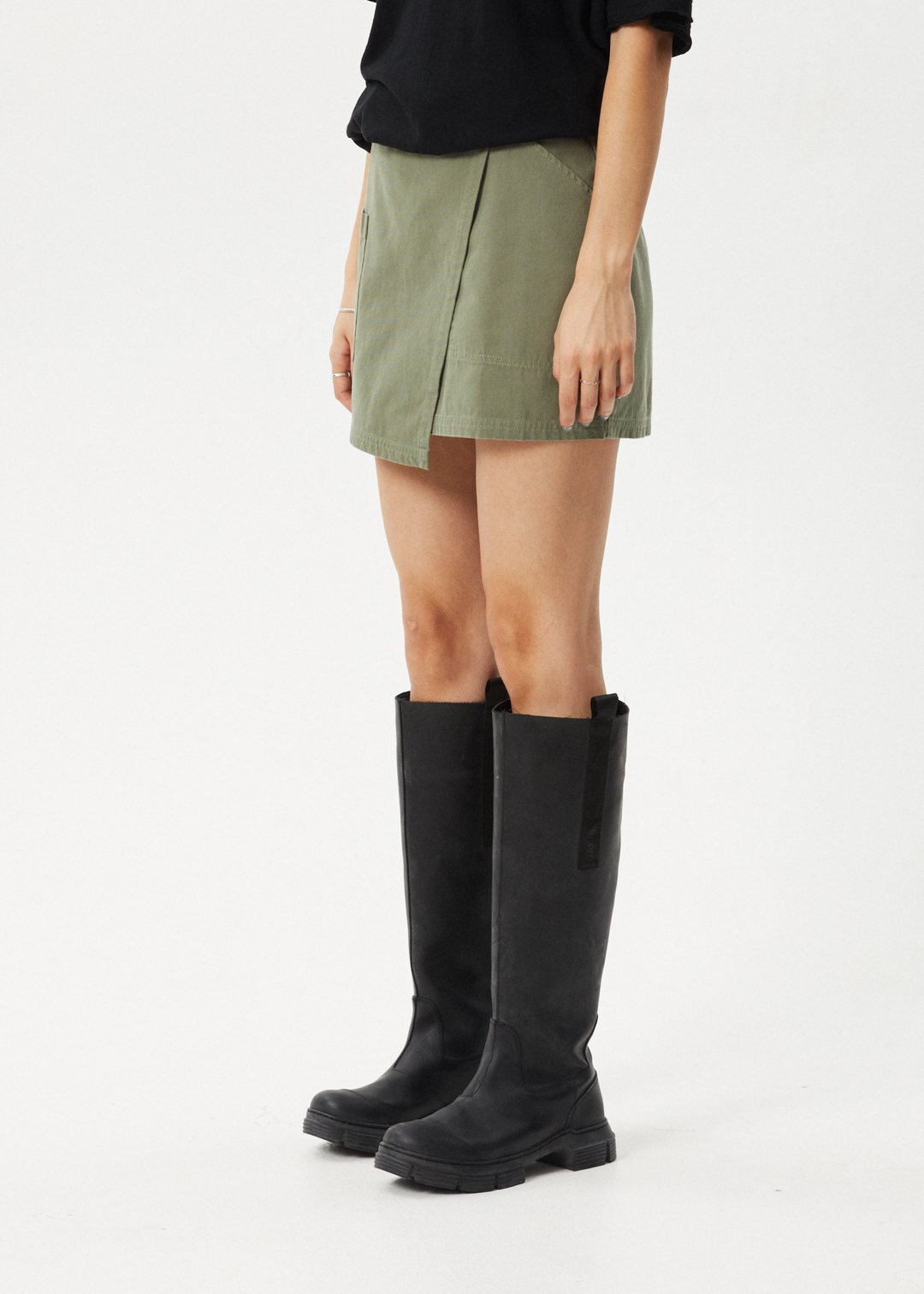 AFENDS Womens Fraser - Utility Mini Skirt - Olive - Sustainable Clothing - Streetwear