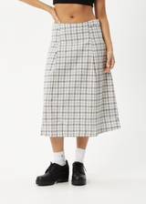 AFENDS Womens Leo - Check Midi Skirt - Black / White - Afends womens leo   check midi skirt   black / white   sustainable clothing   streetwear