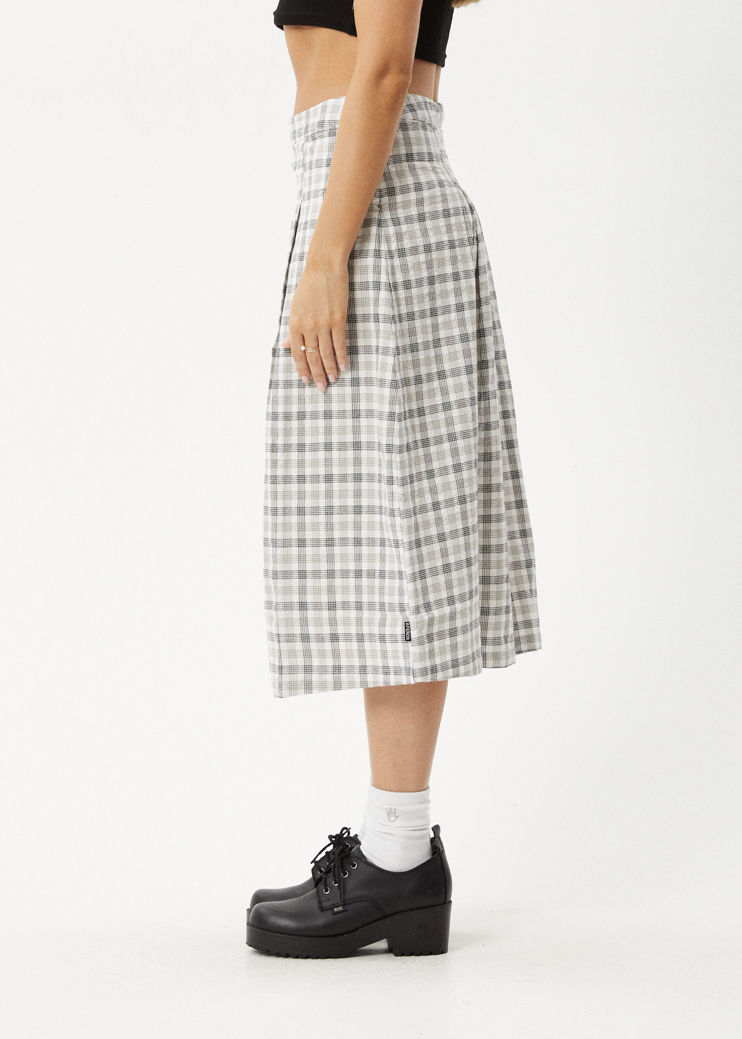 AFENDS Womens Leo - Check Midi Skirt - Black / White - Sustainable Clothing - Streetwear