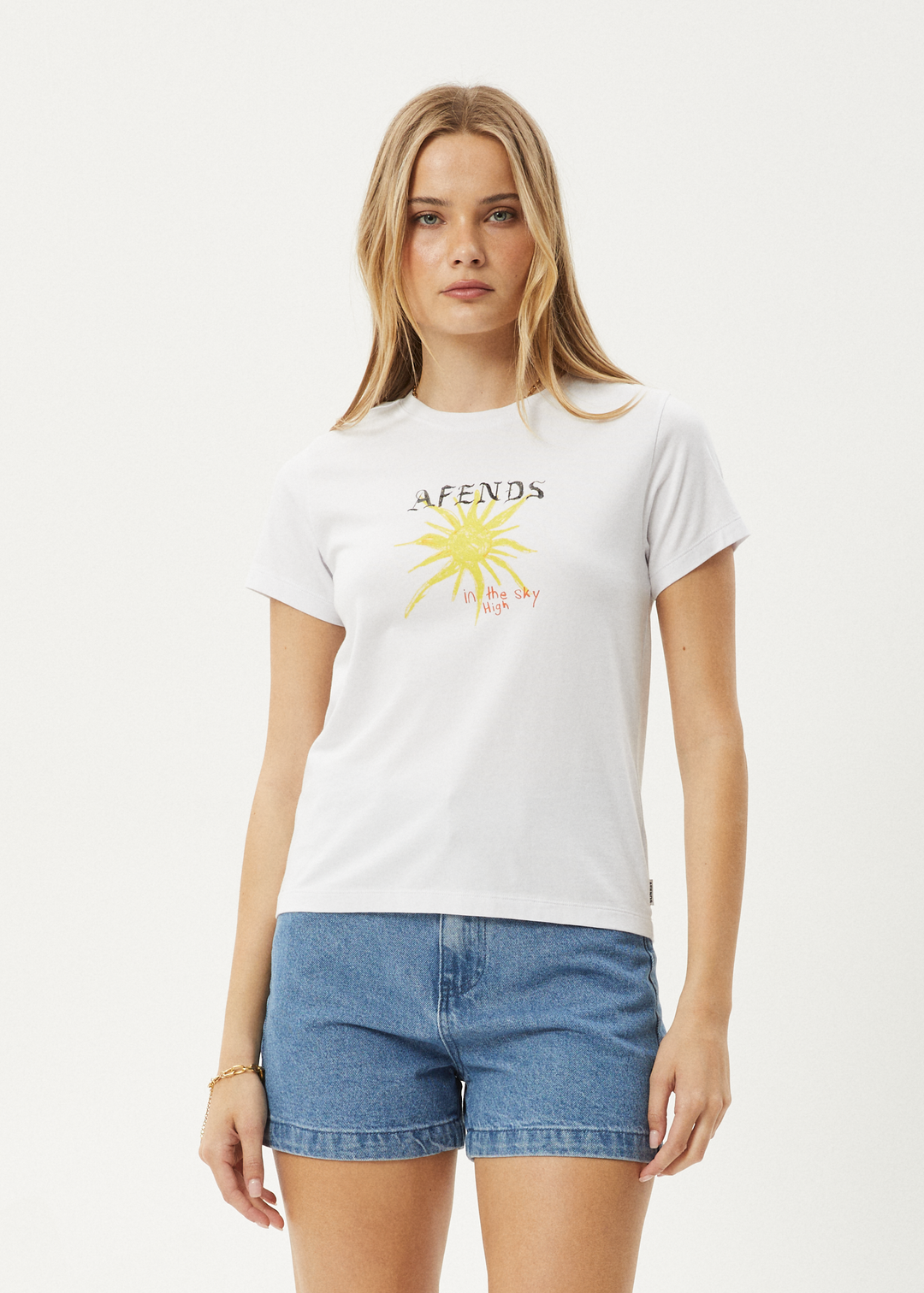 AFENDS Womens Sky High - Regular Tee - White - Sustainable Clothing - Streetwear