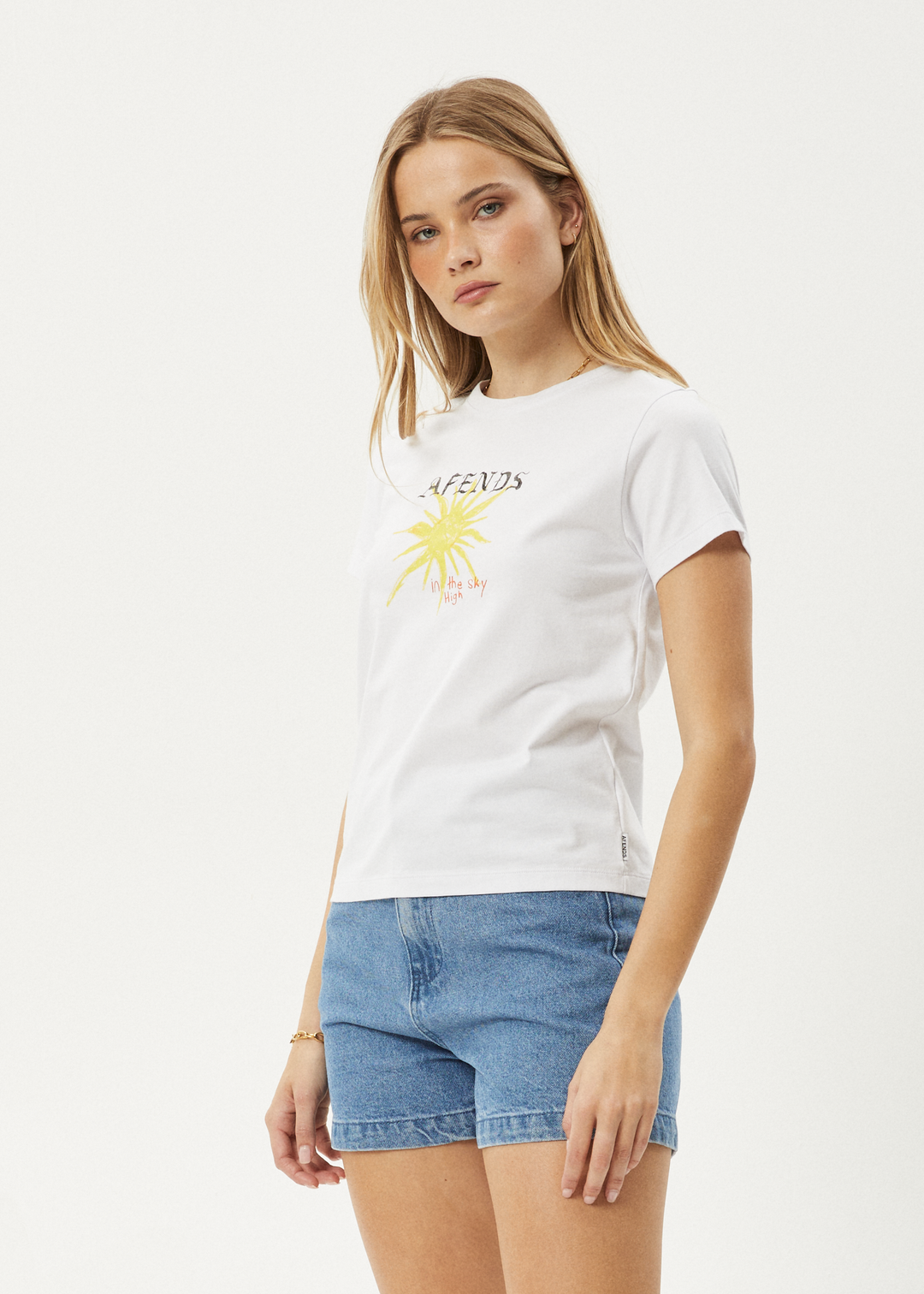 AFENDS Womens Sky High - Regular Tee - White - Sustainable Clothing - Streetwear