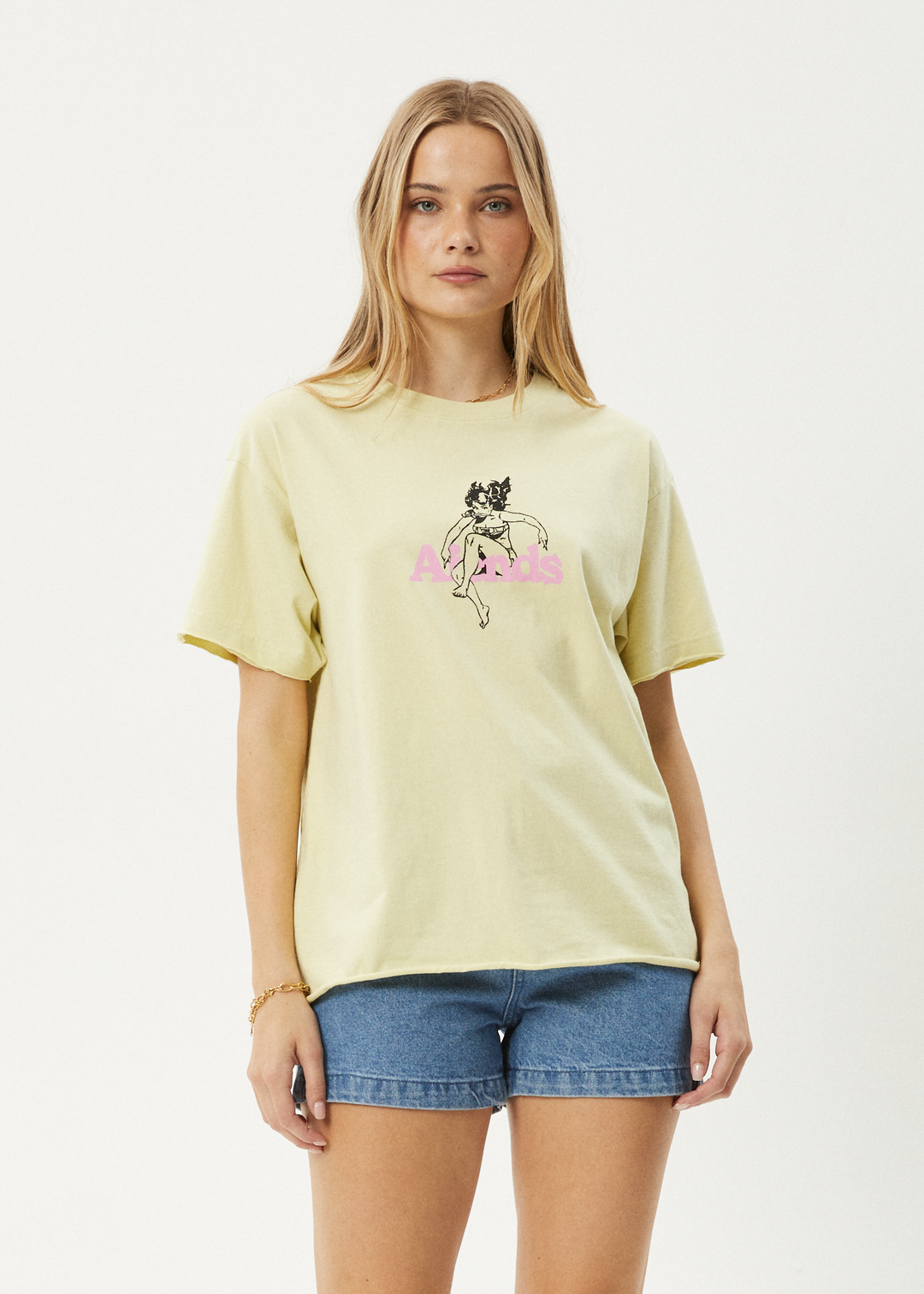 AFENDS Womens No Fury - Oversized Tee - Lemongrass - Sustainable Clothing - Streetwear